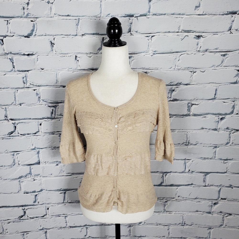 Cotton On by Autumn Cashmere Tan Ruffle Cardigan